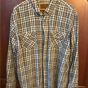 Outdoor Life Men's Navy and Cream Plaid Shirt